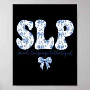 Speech Language Pathology Retro Slp Coquette Blue Poster
