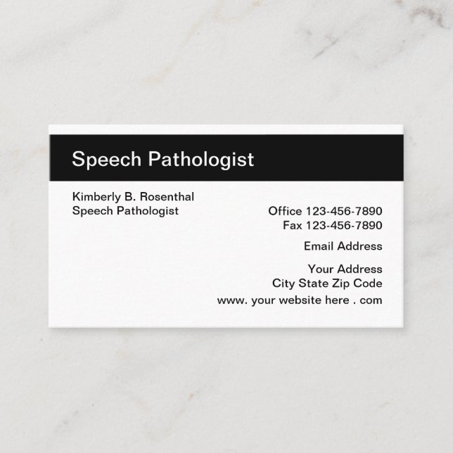 Speech Pathologist Business Card (Front)