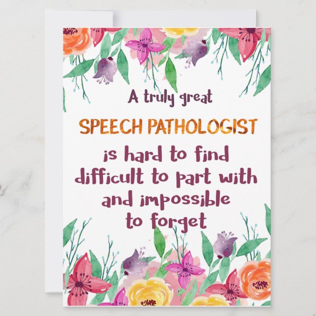 Speech Pathologist Gift School Language Therapist Card (Front)