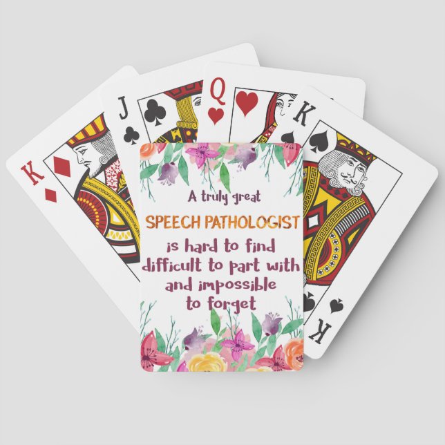 Speech Pathologist Gift School Language Therapist Playing Cards (Back)