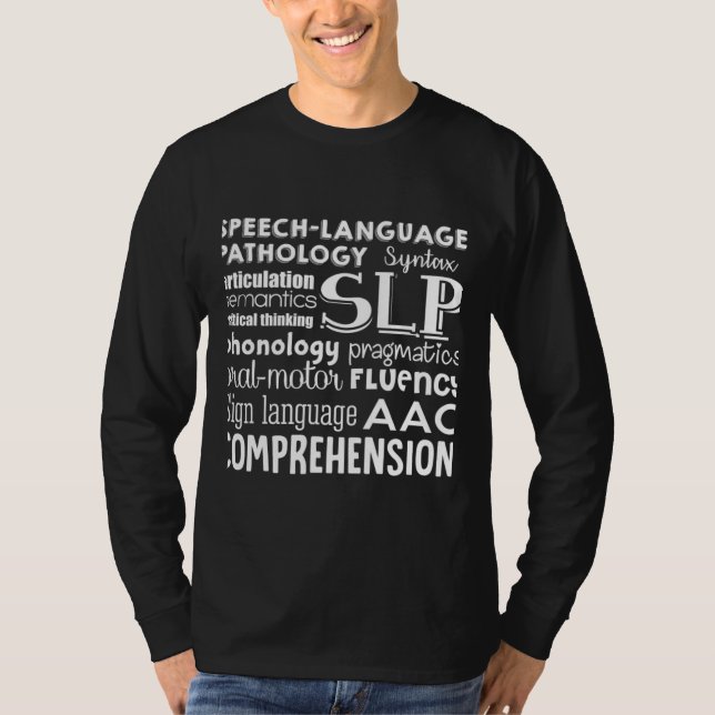 Speech Pathology Therapy Language Autism Awareness T-Shirt (Front)