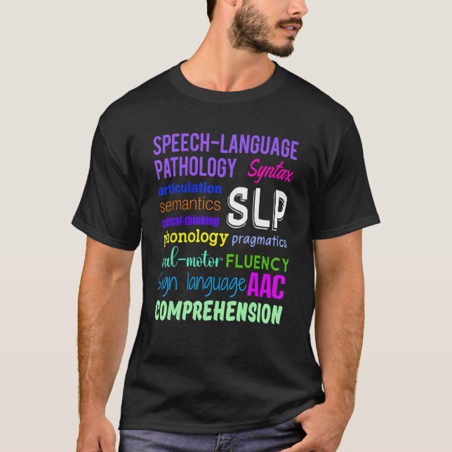 Speech Pathology Therapy Language Autism Awareness T-Shirt (Front)