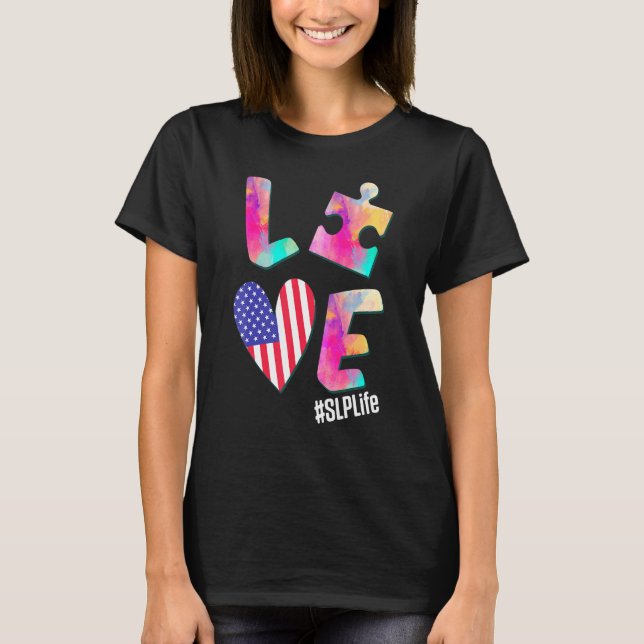 Speech Pathology Therapy Puzzles Autism Awareness  T-Shirt (Front)