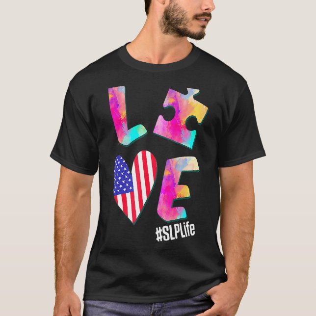 Speech Pathology Therapy Puzzles Autism Awareness  T-Shirt (Front)