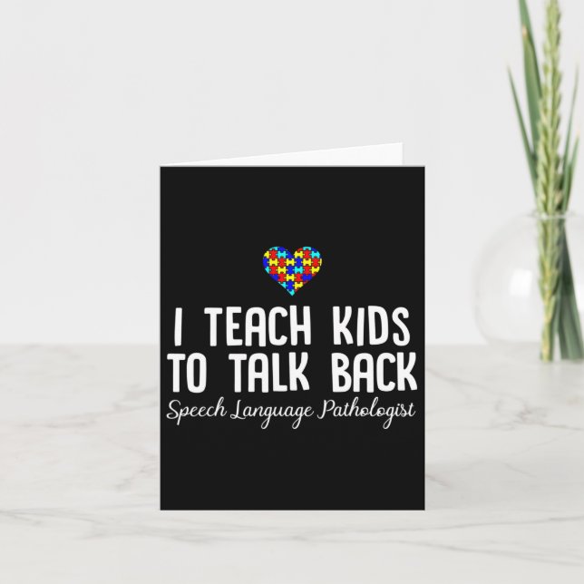 Speech Pathology Therapy Talk Autism Awareness Mon Card (Front)
