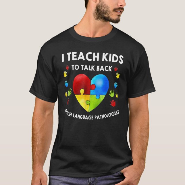 Speech Pathology Therapy Talk Autism Awareness Mon T-Shirt (Front)