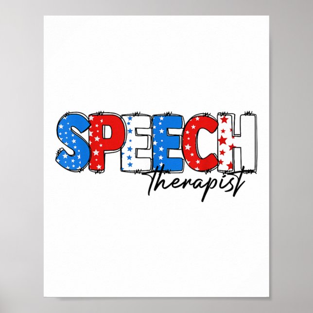 Speech Therapist 4th Of July Slp Speech Pathology  Poster (Front)