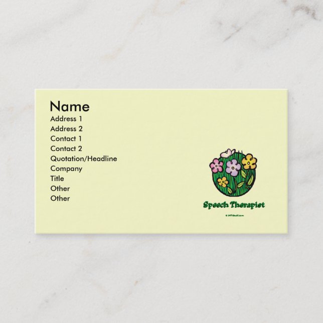 Speech Therapist Blooms1 Business Card (Front)