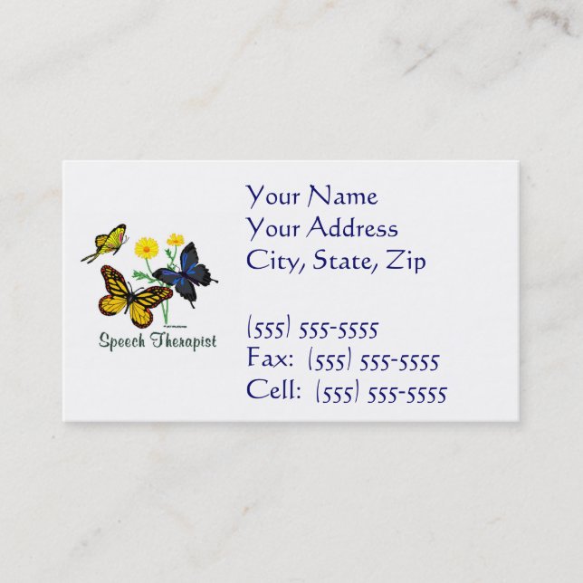 Speech Therapist Butterflies Business Card (Front)