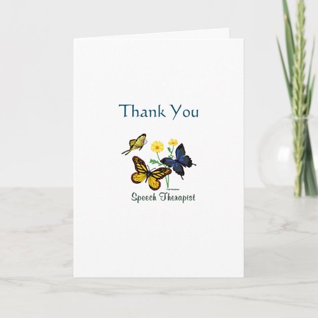 Speech Therapist Butterflies Thank You Card (Front)