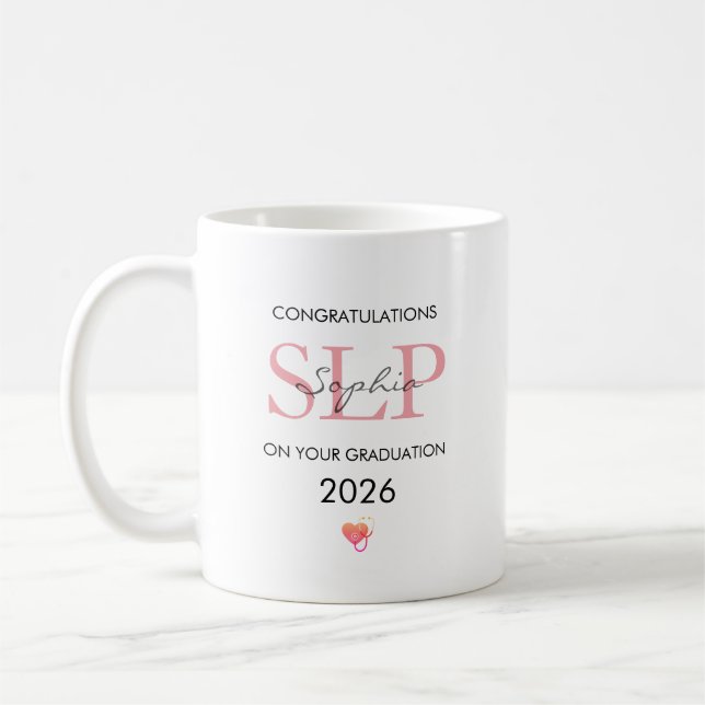 Speech Therapist Graduation Personalised Name Year Coffee Mug (Left)