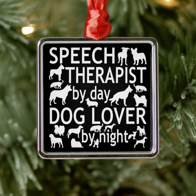 Speech Therapist Loves Dogs Metal Tree Decoration (Tree)