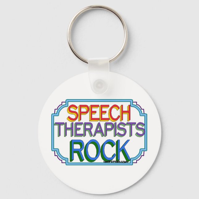 Speech Therapists Rock Key Ring (Front)