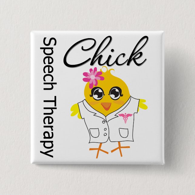 Speech Therapy Chick 15 Cm Square Badge (Front)