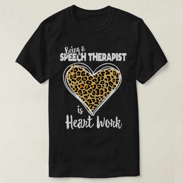 Speech Therapy Cute Leopard Plaid Gift for Speech  T-Shirt (Design Front)