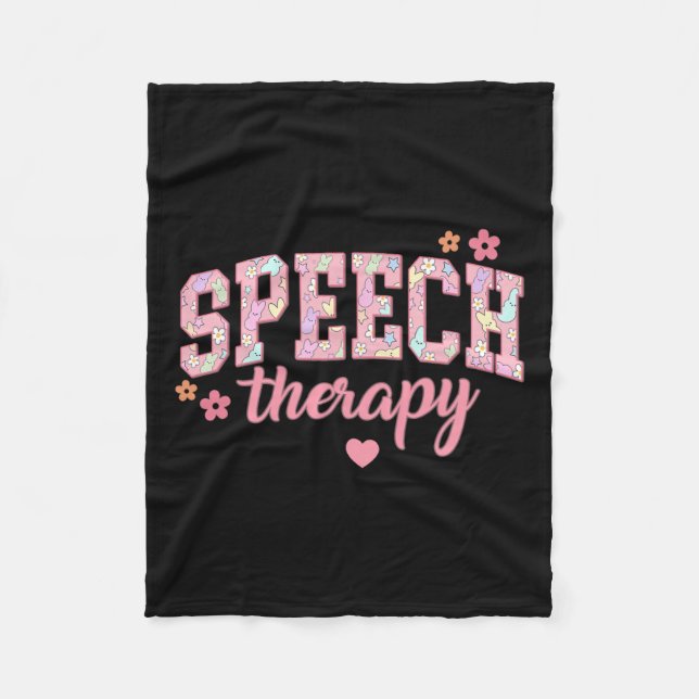 Speech Therapy Easter Communication Therapist Slp  Fleece Blanket (Front)