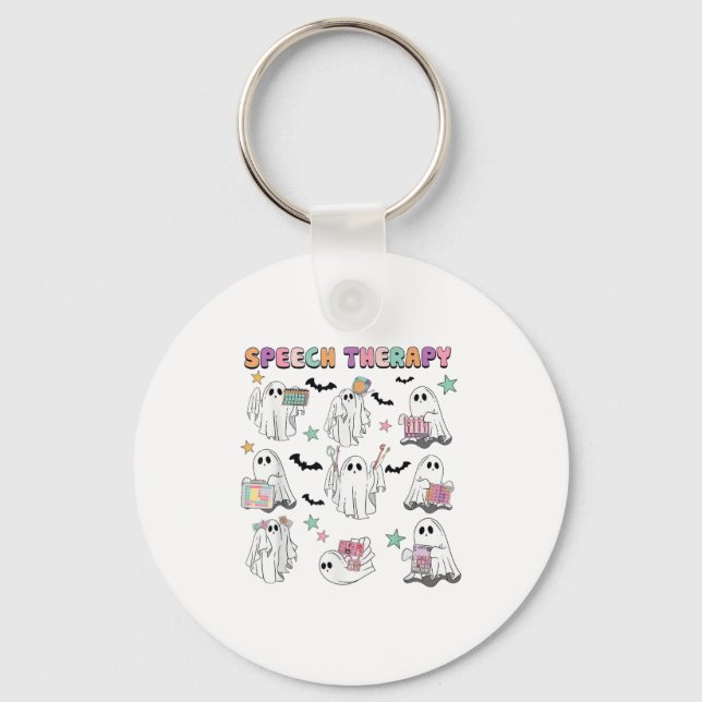 Speech Therapy Halloween Ghost Speech Language Pat Key Ring (Front)