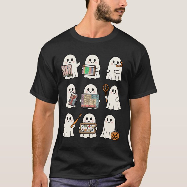 Speech Therapy Halloween Ghost Speech Language Pat T-Shirt (Front)