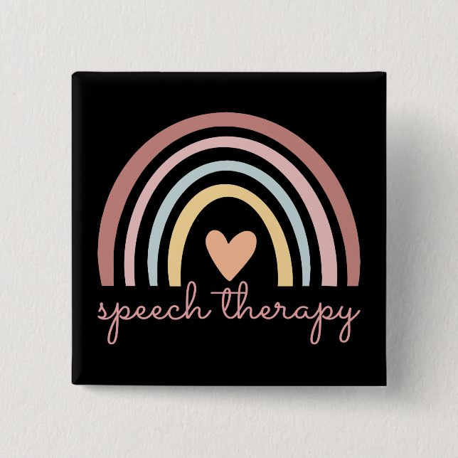 Speech Therapy I - Boho Rainbow 15 Cm Square Badge (Front)