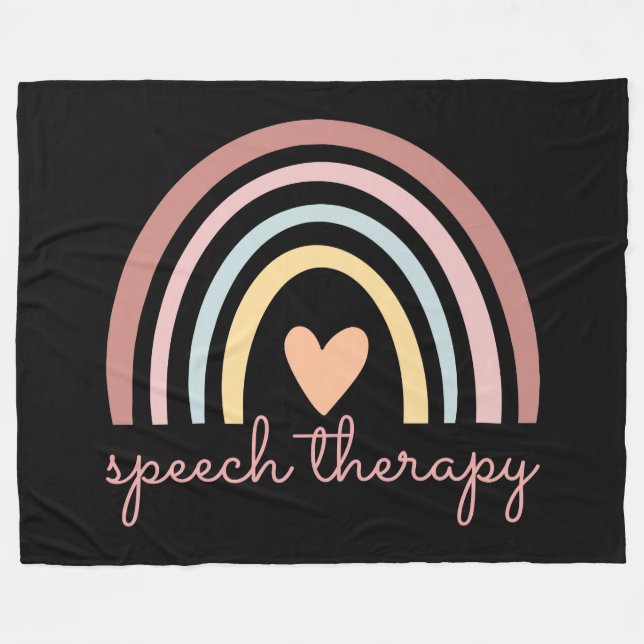 Speech Therapy I - Boho Rainbow Fleece Blanket (Front (Horizontal))