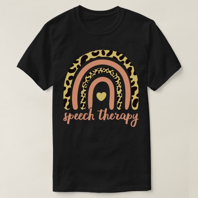 Speech Therapy III Leopard Rainbow T-Shirt (Design Front)
