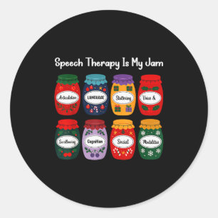 Speech Therapy Is My Jam Christmas Speech Patholog Classic Round Sticker