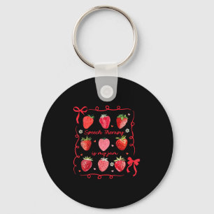 Speech Therapy Is My Jam Strawberry Bow Slp Speech Key Ring