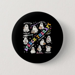 Speech Therapy Retro Groovy Funny Halloween Ghost 6 Cm Round Badge