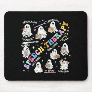 Speech Therapy Retro Groovy Funny Halloween Ghost Mouse Pad