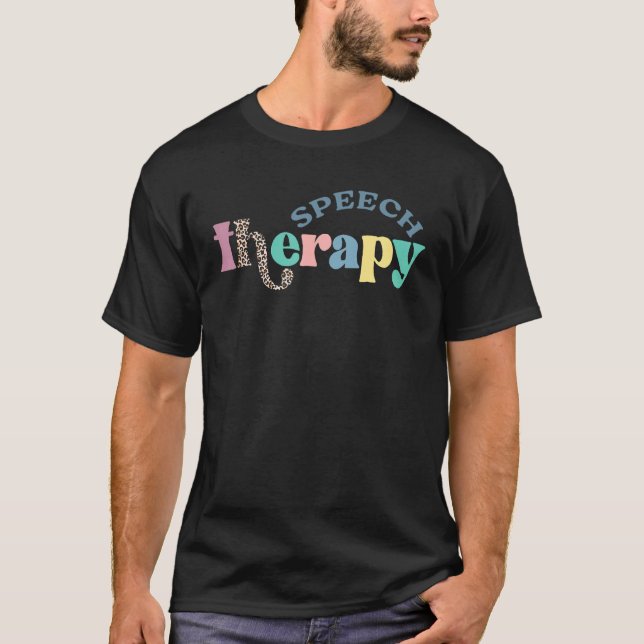 Speech Therapy Retro groovy retro SLP Speech Patho T-Shirt (Front)