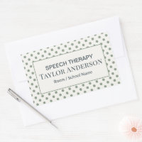 Speech Therapy Room Name Sticker Soft Sage Dots