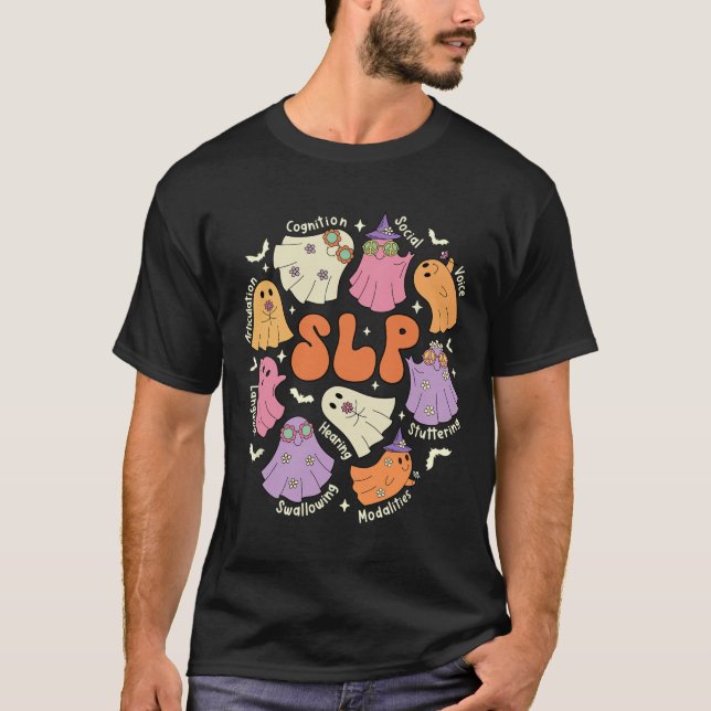 Speech Therapy Speech Language Pathologist Hallowe T-Shirt (Front)