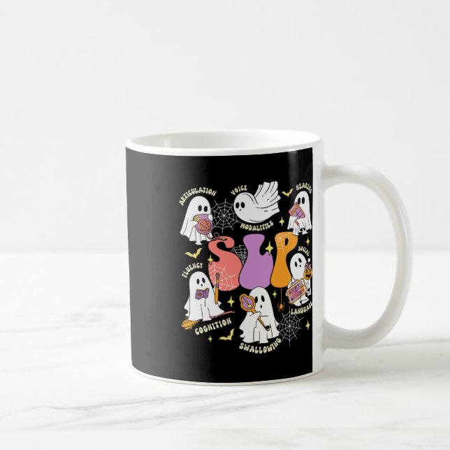 Speech Therapy Spooky Slp Halloween Cute Ghost  Coffee Mug (Right)