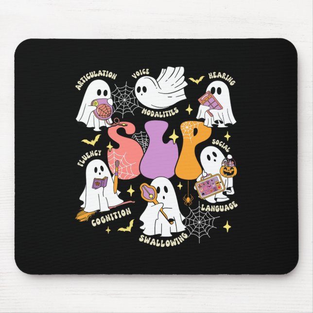 Speech Therapy Spooky Slp Halloween Cute Ghost  Mouse Pad (Front)