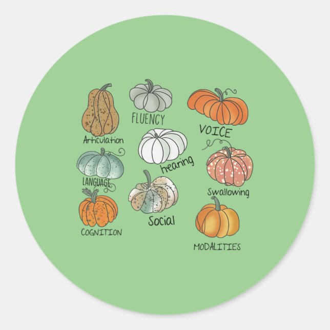 Speech Therapy Squad Pumpkin Fall Halloween Thanks Classic Round Sticker (Front)