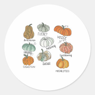 Speech Therapy Squad Pumpkin Fall Halloween Thanks Classic Round Sticker