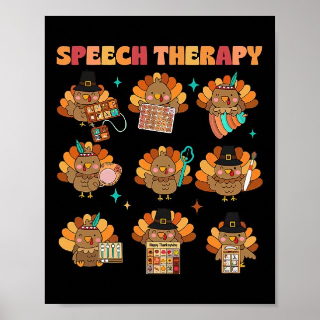 Speech Therapy Turkey Slp Speech Therapist Fall Th Poster (Front)