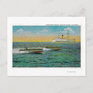 Speed Boating in Catalina Island, California Postcard