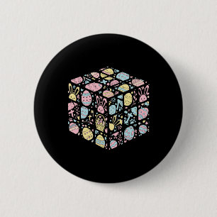 Speed Cube Bunny Easter Egg Easter Day Boys Mens K 6 Cm Round Badge