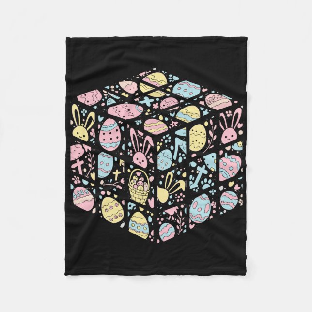 Speed Cube Bunny Easter Egg Easter Day Boys Mens K Fleece Blanket (Front)
