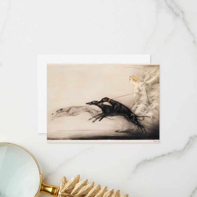 Speed II, Vitesse, 1933 by Louis Icart Thank You Card (Front/Back In Situ)