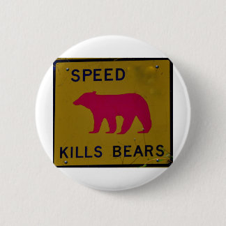 speed kills bear 6 cm round badge
