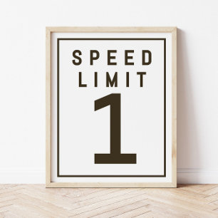 Speed Limit 1 Sign Template Fast ONE Race Car BDAY