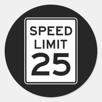 Speed Limit 25 Mph Driving Road Sign Classic Round Sticker