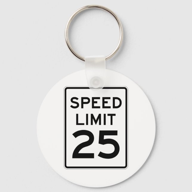 Speed Limit 25 MPH Sign Key Ring (Front)