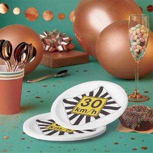 Speed Limit 30 Road Sign Paper Plate