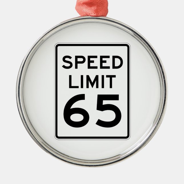 Speed Limit 65 MPH Sign Metal Tree Decoration (Front)