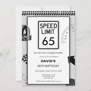 Speed Limit 65th Birthday Invitation