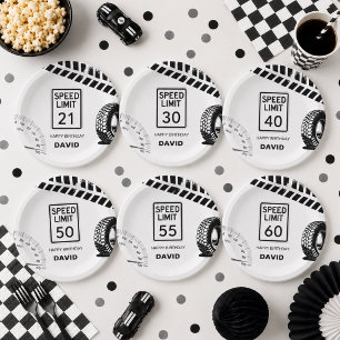 Speed Limit Any Age Birthday Paper Plate