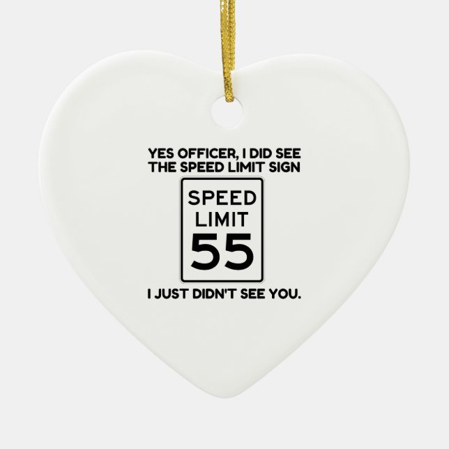 Speed Limit Ceramic Tree Decoration (Front)